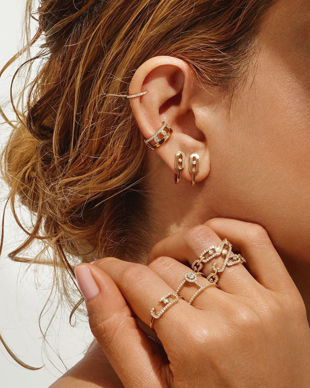 [LUXE]CREOLES MOVE UNO MINI 1 DIAMOND EARRINGS