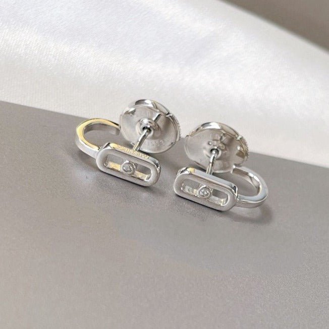 [LUXE]CREOLES MOVE UNO MINI 1 DIAMOND EARRINGS