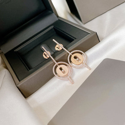 [LUXE]LUCKY MOVE ARROW PINK GOLD DIAMOND EARRINGS