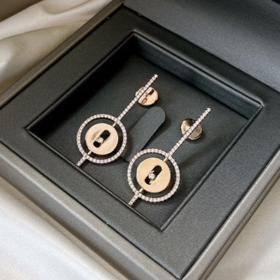 [LUXE]LUCKY MOVE ARROW PINK GOLD DIAMOND EARRINGS