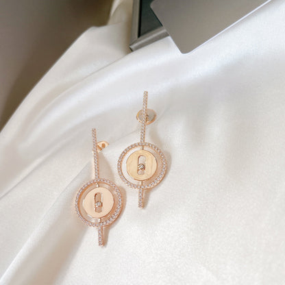 [LUXE]LUCKY MOVE ARROW PINK GOLD DIAMOND EARRINGS