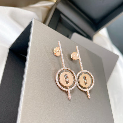 [LUXE]LUCKY MOVE ARROW PINK GOLD DIAMOND EARRINGS