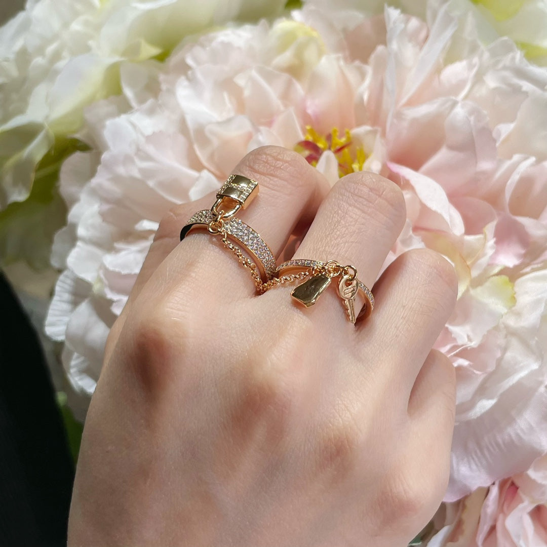 [LUXE]HM KELLY CLOCHETTE DOUBLE RING IN  WITH DIAMONDS