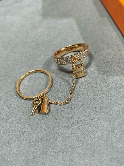 [LUXE]HM KELLY CLOCHETTE DOUBLE RING IN  WITH DIAMONDS
