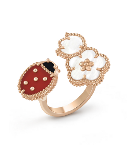 [LUXE]LUCKY 3 MOTIF ROSE GOLD RING