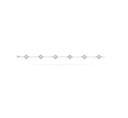 [LUXE]CLOVER 6 MOTIF SILVER DIAMOND BRACELET