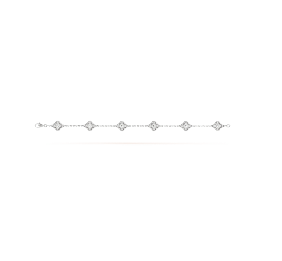 [LUXE]CLOVER 6 MOTIF SILVER DIAMOND BRACELET