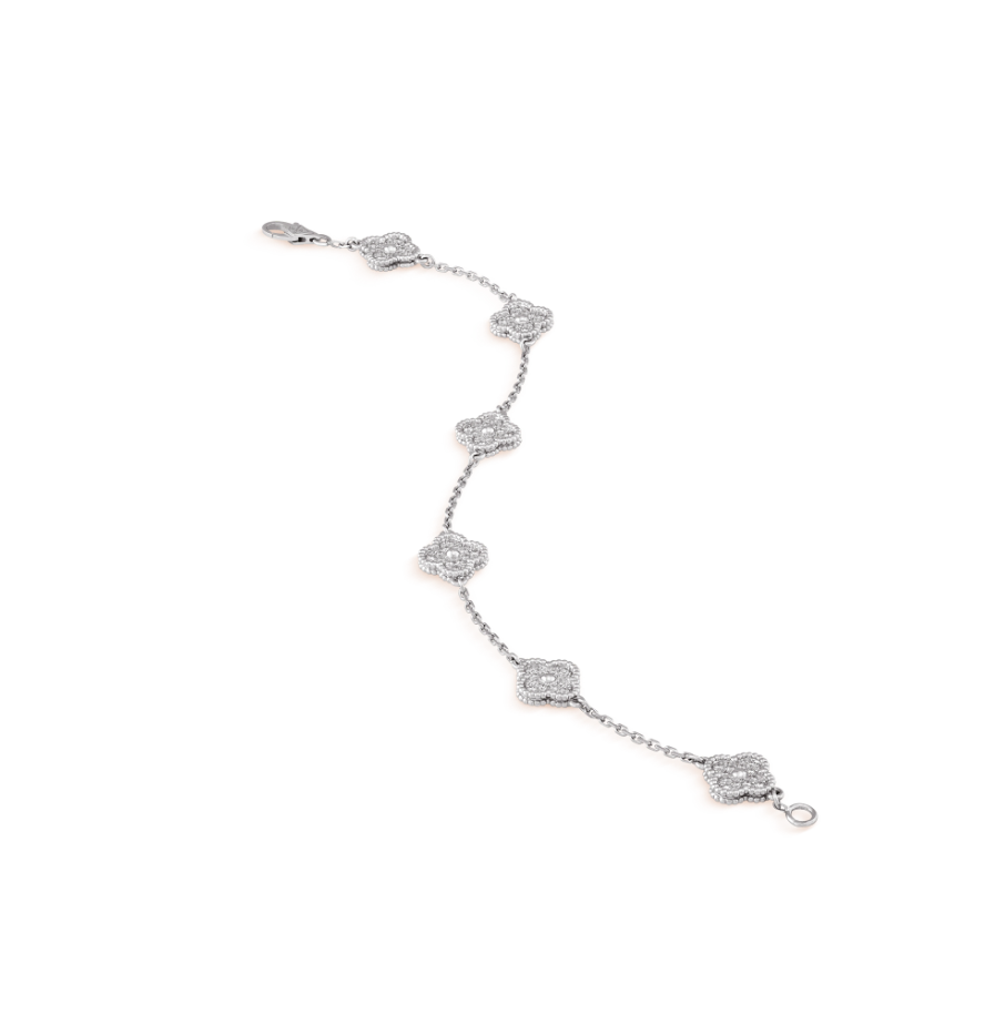 [LUXE]CLOVER 6 MOTIF SILVER DIAMOND BRACELET