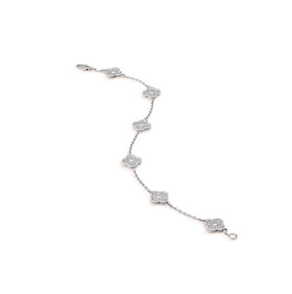 [LUXE]CLOVER 6 MOTIF SILVER DIAMOND BRACELET