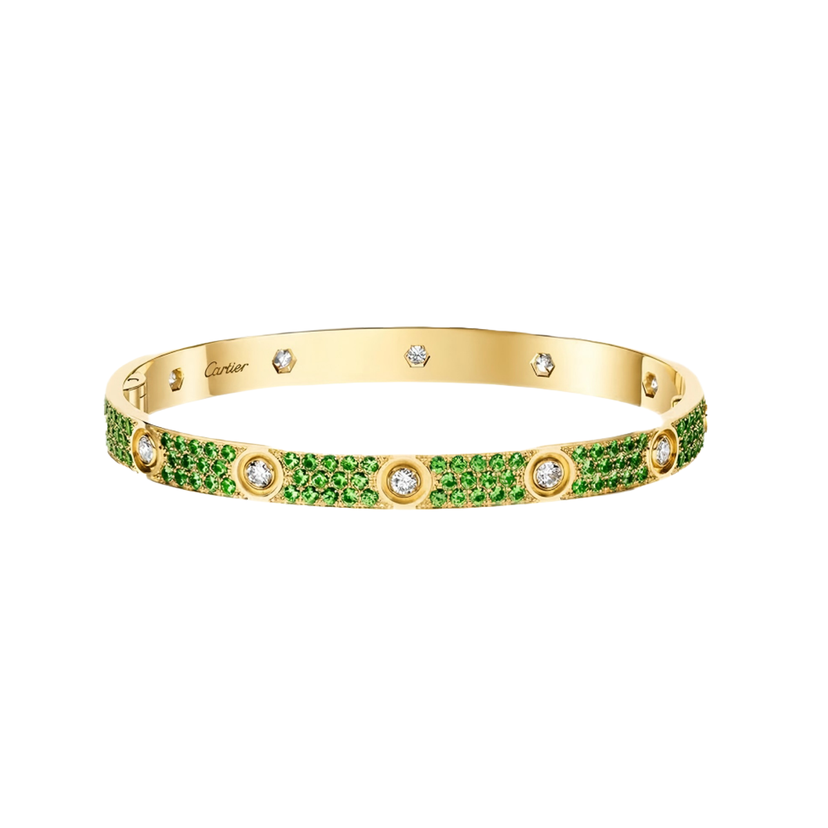 [LUXE]2026 PAVE GEMSTONE LOVE BRACELET 6.1MM 10 DIAMONDS