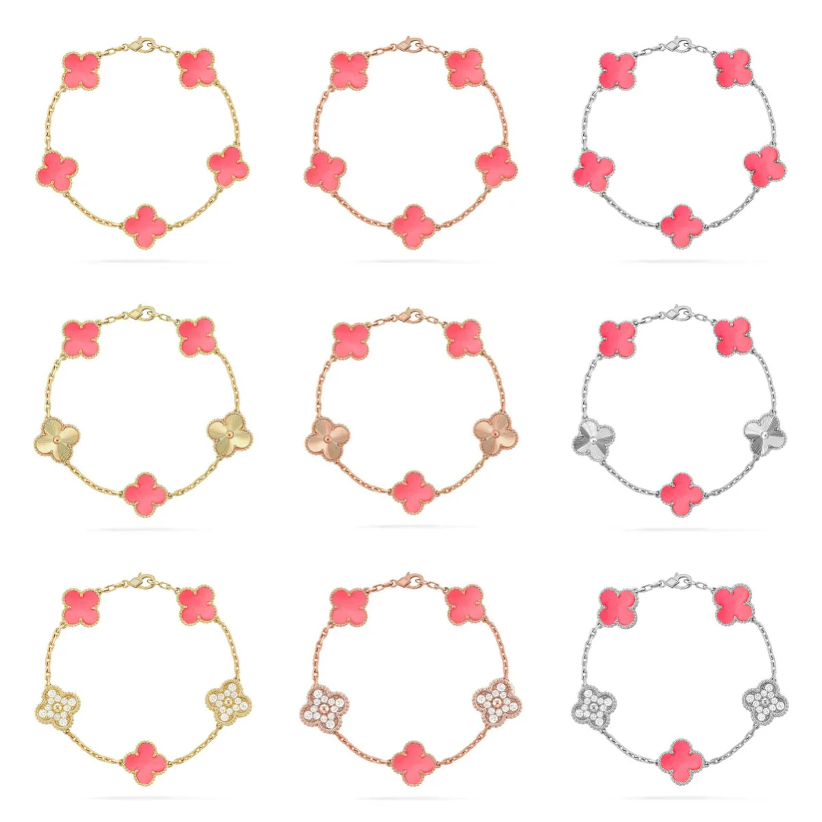 [LUXE] CLOVER 5 MOTIFS  PINK MOP BRACELET COLLECTION