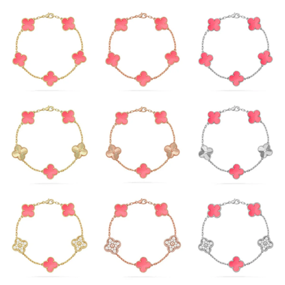 [LUXE] CLOVER 5 MOTIFS  PINK MOP BRACELET COLLECTION
