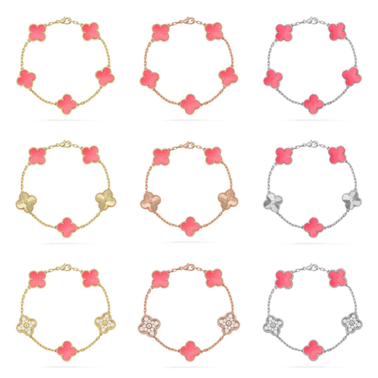 [LUXE] CLOVER 5 MOTIFS  PINK MOP BRACELET COLLECTION