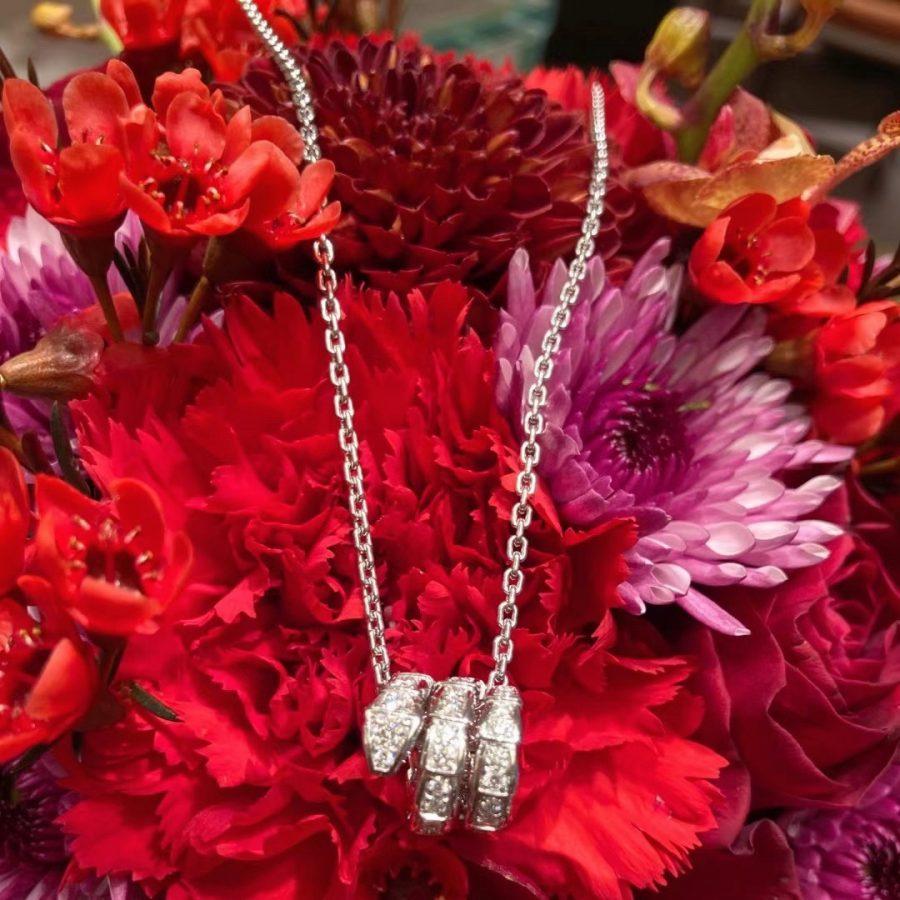 [LUXE]SERPENTI  NECKLACE DOUBLE RING DIAMOND