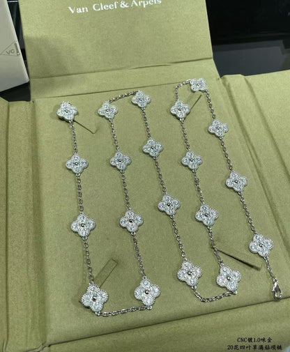 [LUXE]CLOVER 20 MOTIFS FULL-DIAMOND NECKLACE