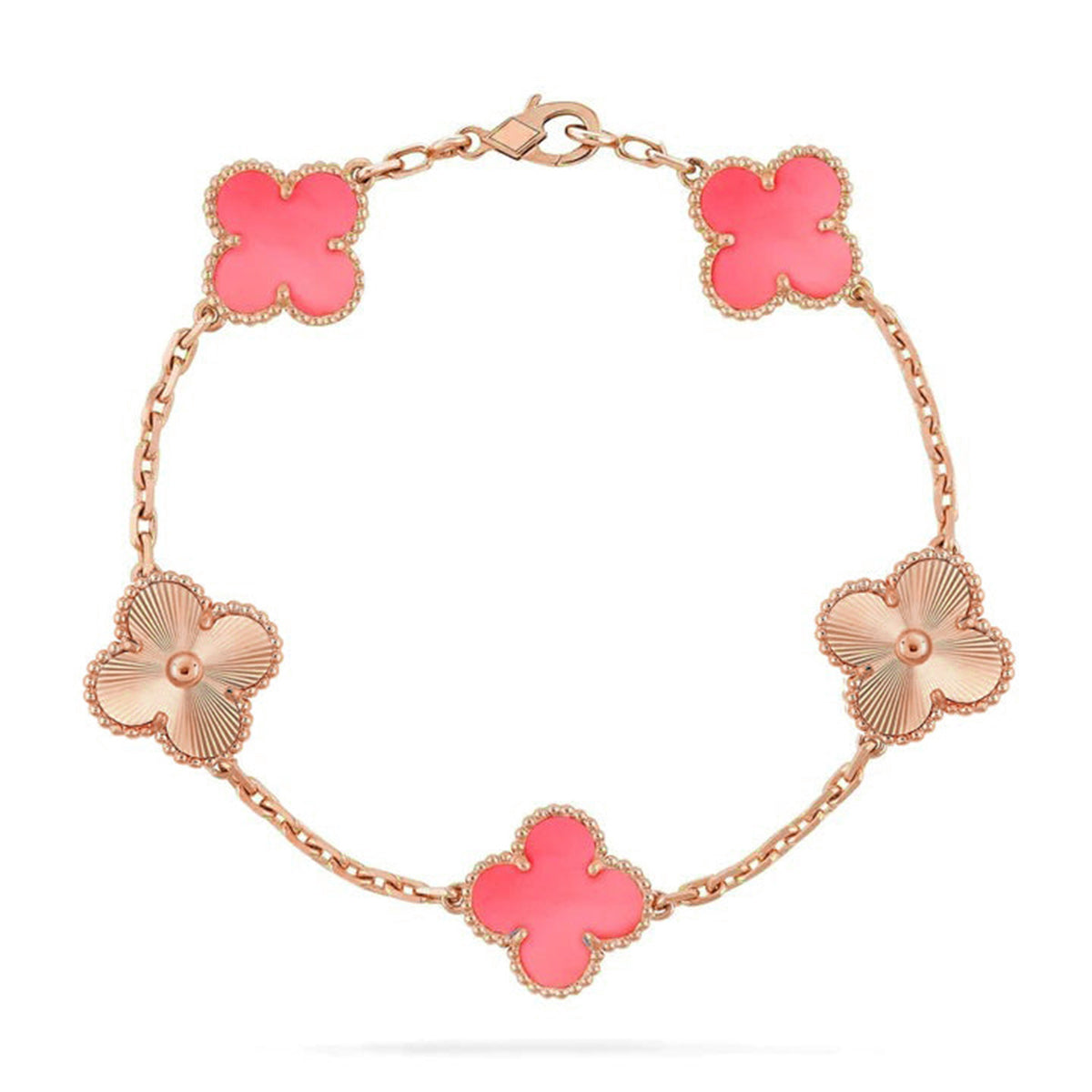 [LUXE] CLOVER 5 MOTIFS  PINK MOP BRACELET COLLECTION