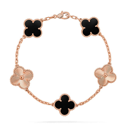[LUXE] CLOVER 5 MOTIF ONYXS BRACELET COLLECTION
