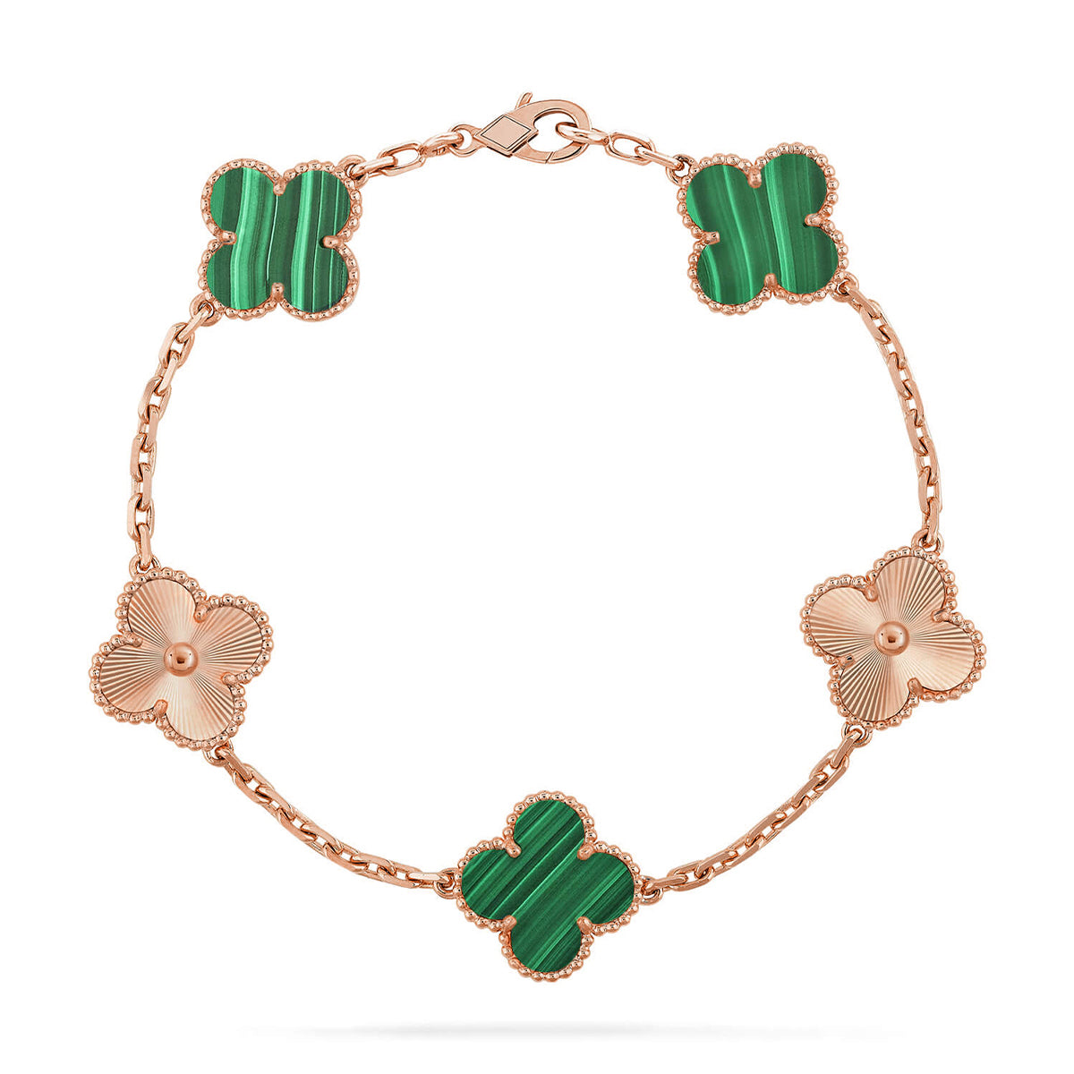 [LUXE] CLOVER 5 MOTIF MALACHITE BRACELET COLLECTION