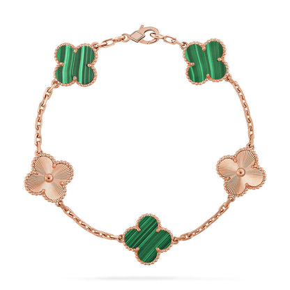 [LUXE] CLOVER 5 MOTIF MALACHITE BRACELET COLLECTION