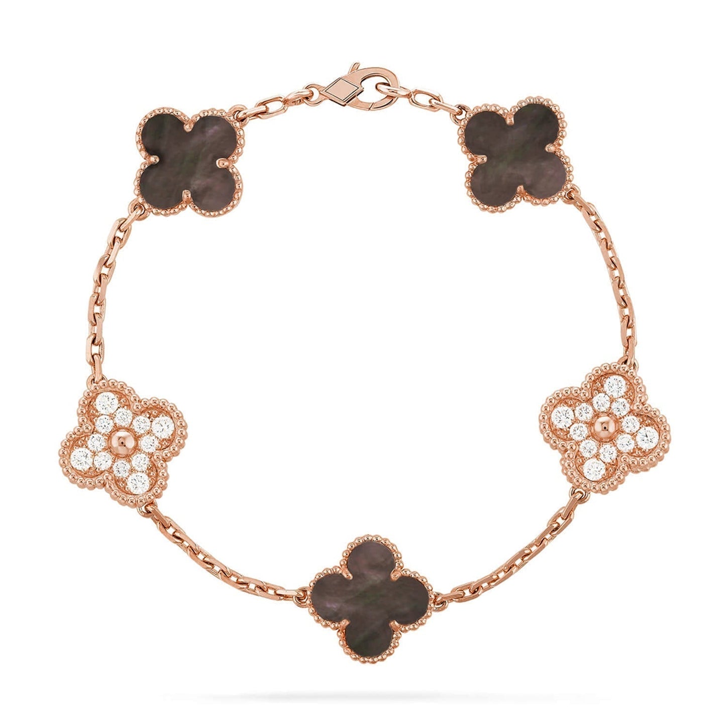 [LUXE] CLOVER 5 MOTIF GRAY MOP BRACELET COLLECTION