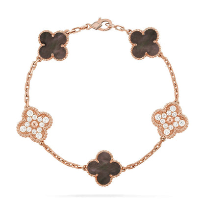 [LUXE] CLOVER 5 MOTIF GRAY MOP BRACELET COLLECTION