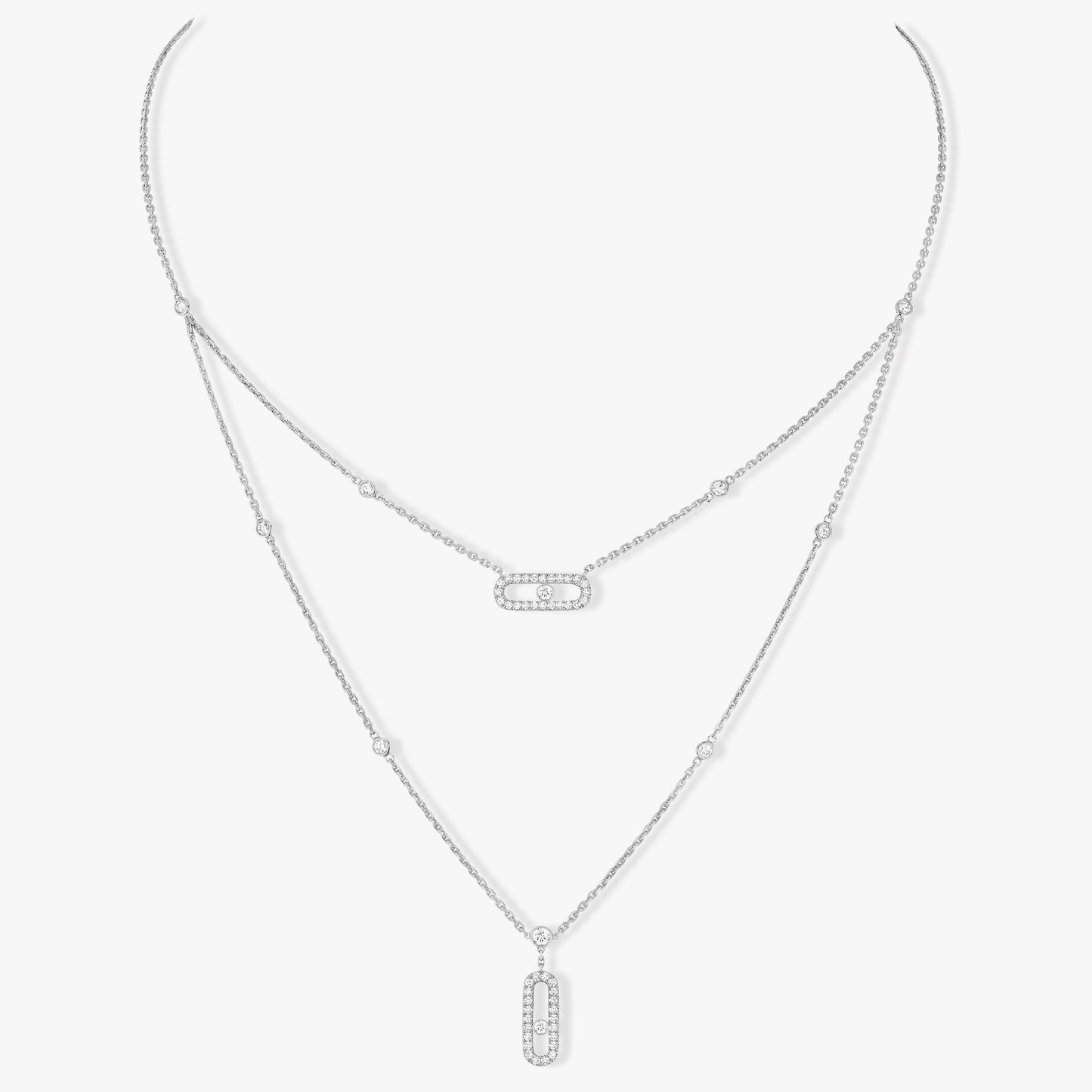 [LUXE]MOVE 2 ROW DIAMOND NECKLACE