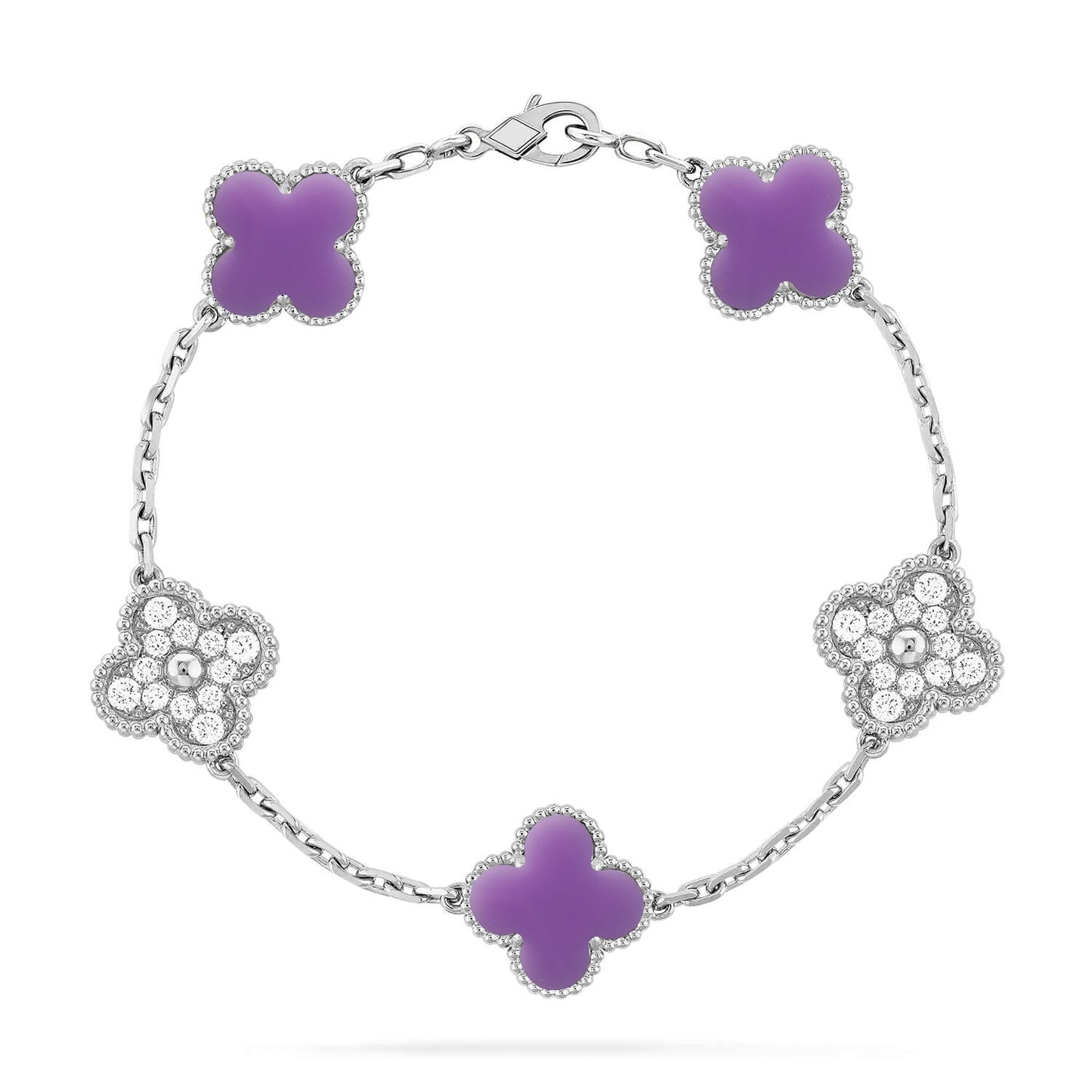 [LUXE]CLOVER 5 MOTIF LIGHT PURPLE BRACELET COLLECTION