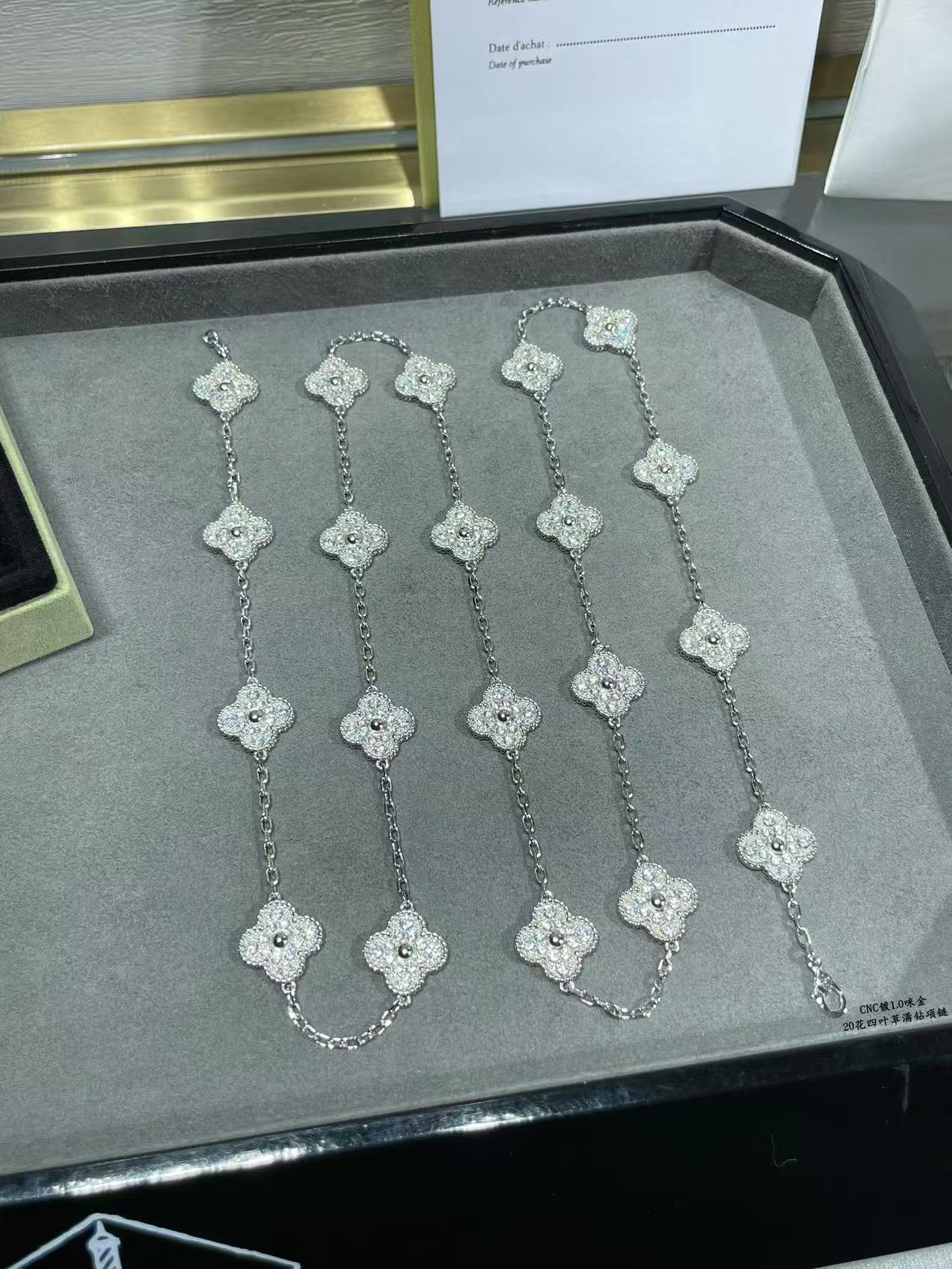 [LUXE]CLOVER 20 MOTIFS FULL-DIAMOND NECKLACE