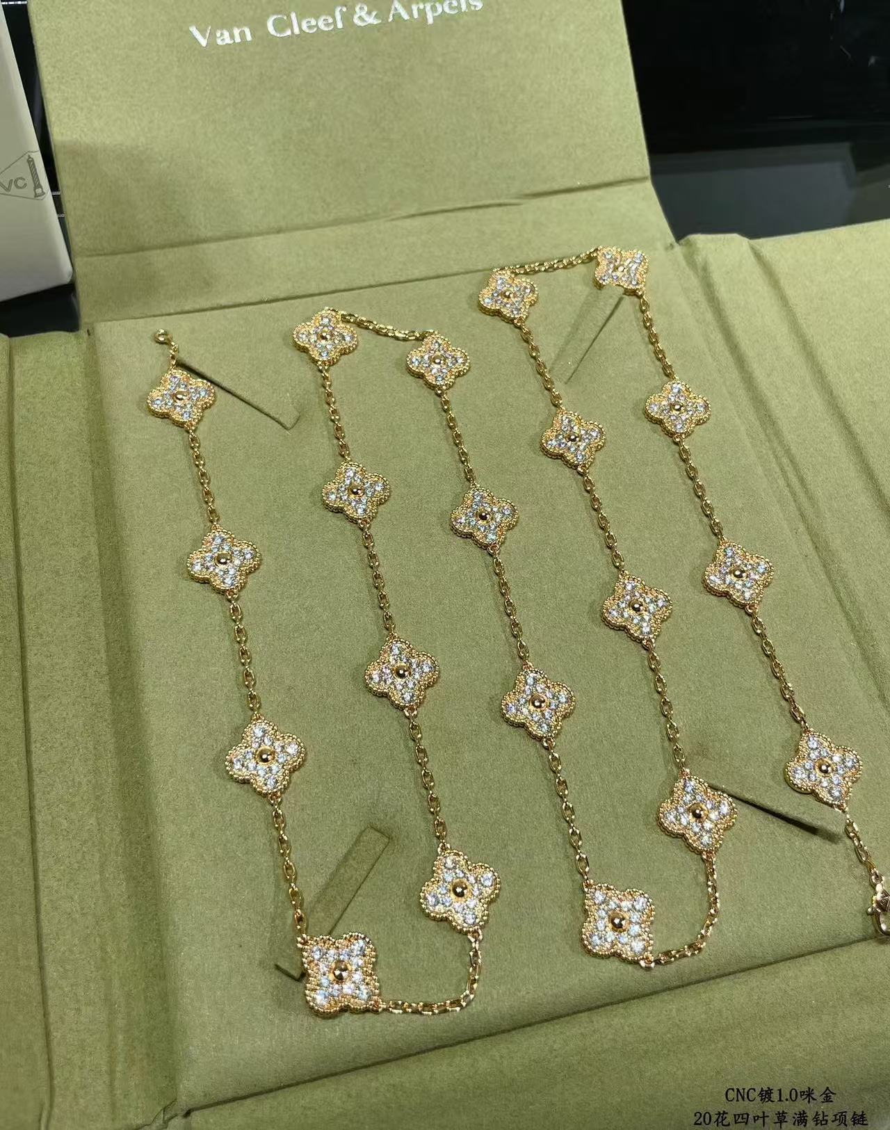 [LUXE]CLOVER 20 MOTIFS FULL-DIAMOND NECKLACE
