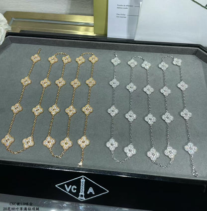 [LUXE]CLOVER 20 MOTIFS FULL-DIAMOND NECKLACE