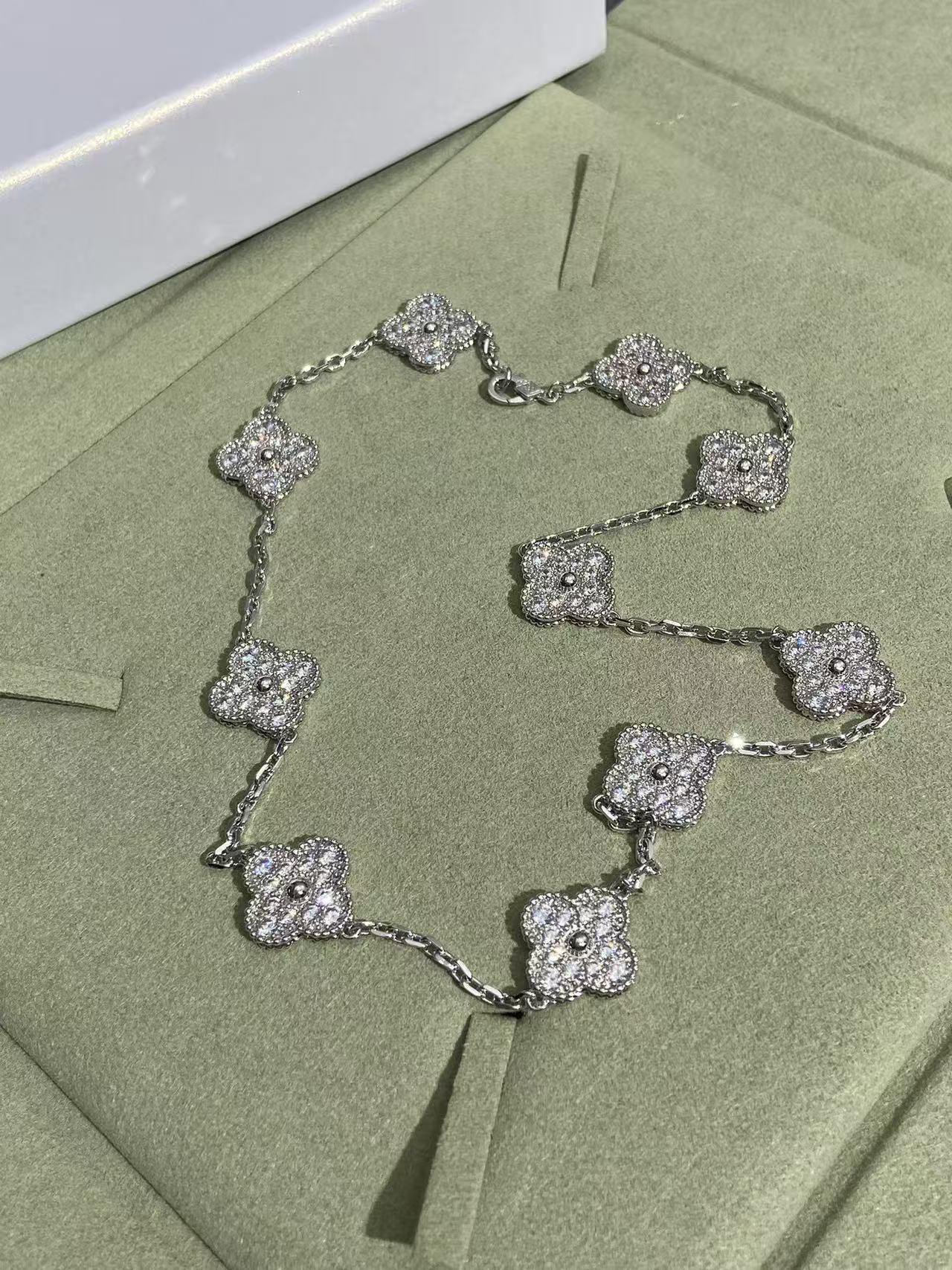 [LUXE]CLOVER 10 MOTIFS  FULL DIAMOND NECKLACE