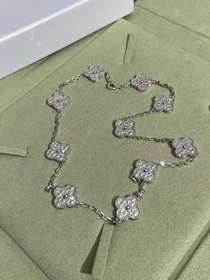 [LUXE]CLOVER 10 MOTIFS  FULL DIAMOND NECKLACE