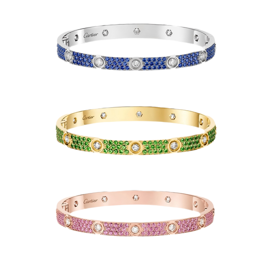 [LUXE]2026 PAVE GEMSTONE LOVE BRACELET 6.1MM 10 DIAMONDS