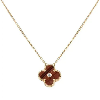 [LUXE]CLOVER 15MM DIAMOND AND YELLOW TIGER'S EYE AGATE necklace