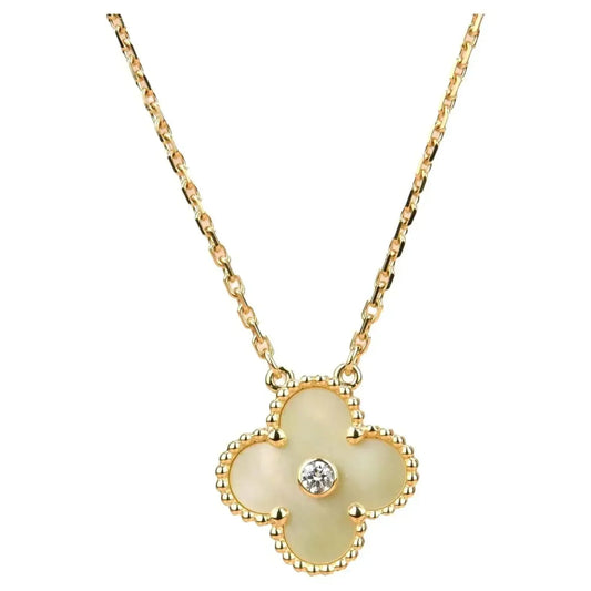 [LUXE]CLOVER 15MM DIAMOND GOLD MOTHER OF PEARL NECKLACE
