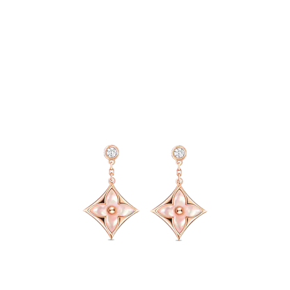 [LUXE]DOUBLE STAR PINK GOLD MOP DROP EARRINGS