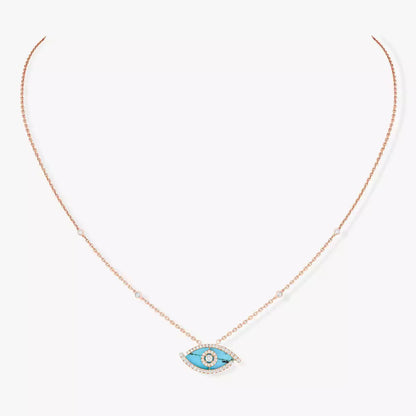 [LUXE]Lucky Eye Diamond Necklace in Rose Gold and Turquoise