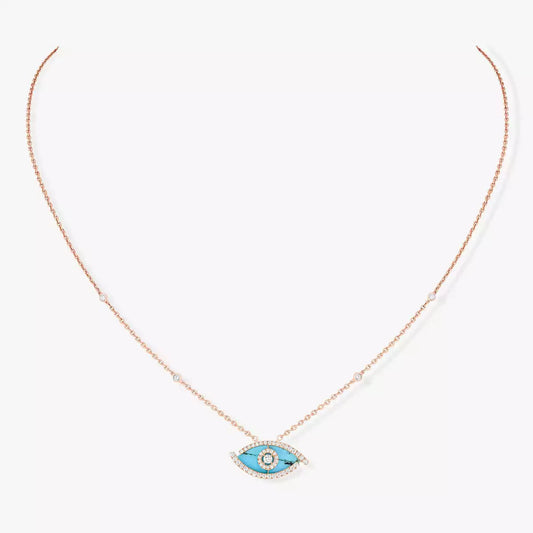 [LUXE]Lucky Eye Diamond Necklace in Rose Gold and Turquoise