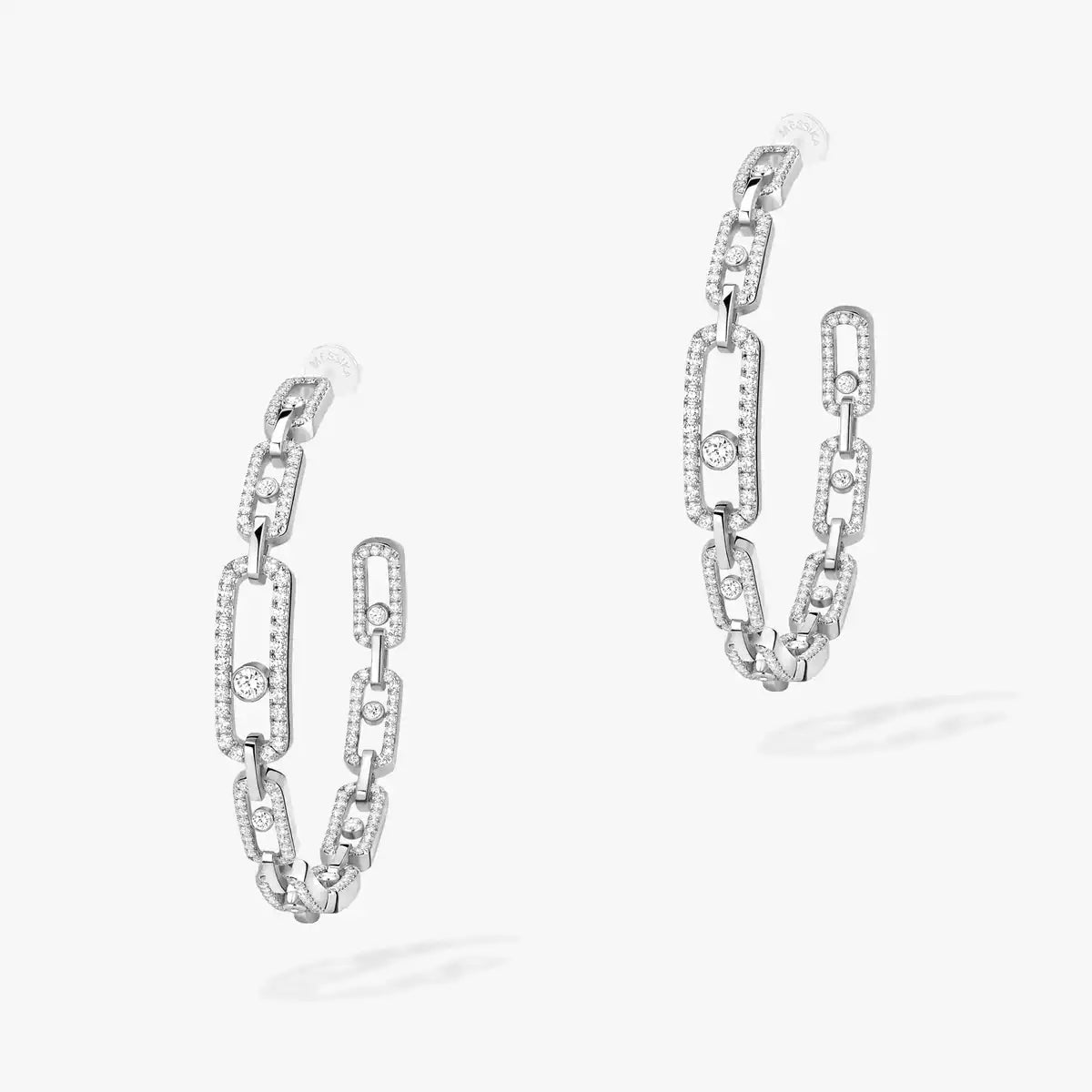 [[LUXE]Move Link Diamond Hoop Earrings