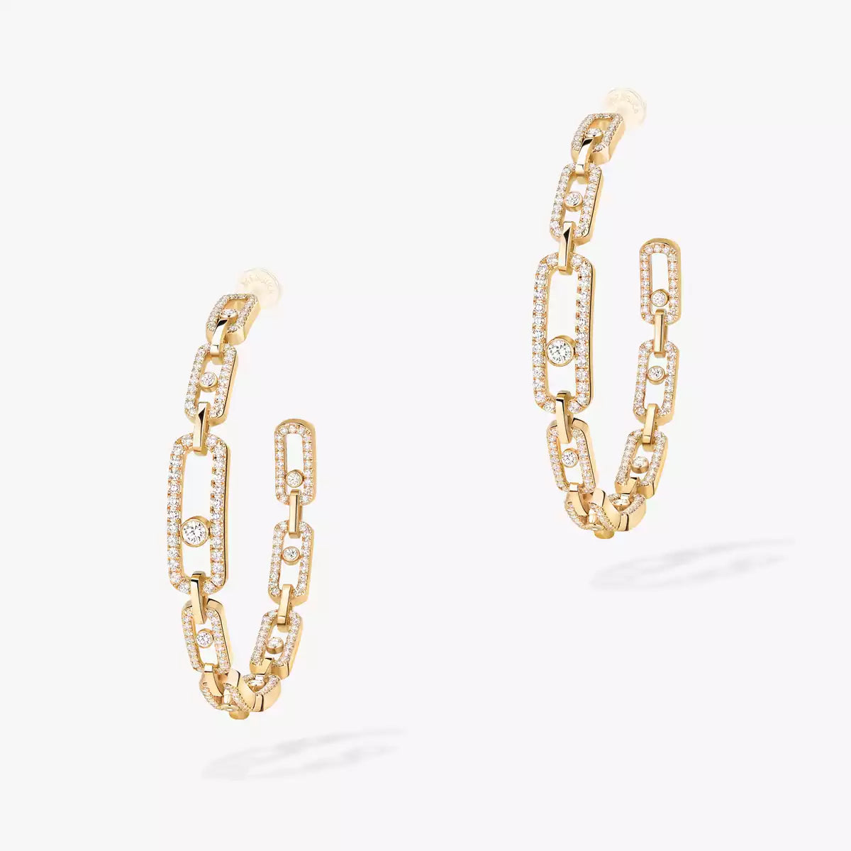 [[LUXE]Move Link Diamond Hoop Earrings