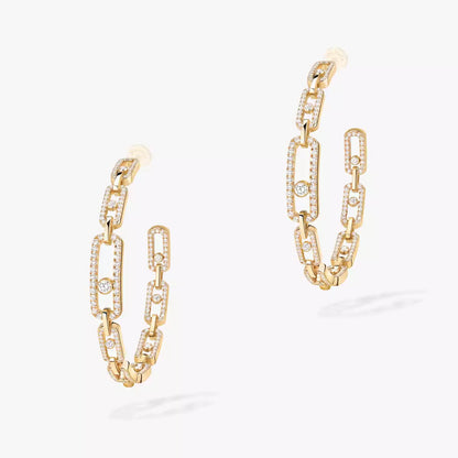 [[LUXE]Move Link Diamond Hoop Earrings