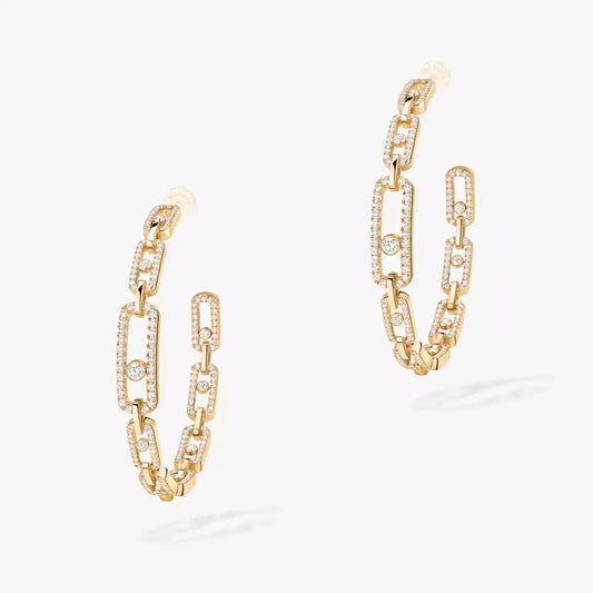 [[LUXE]Move Link Diamond Hoop Earrings