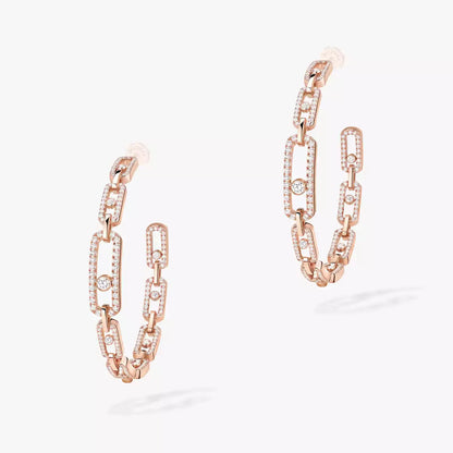 [[LUXE]Move Link Diamond Hoop Earrings