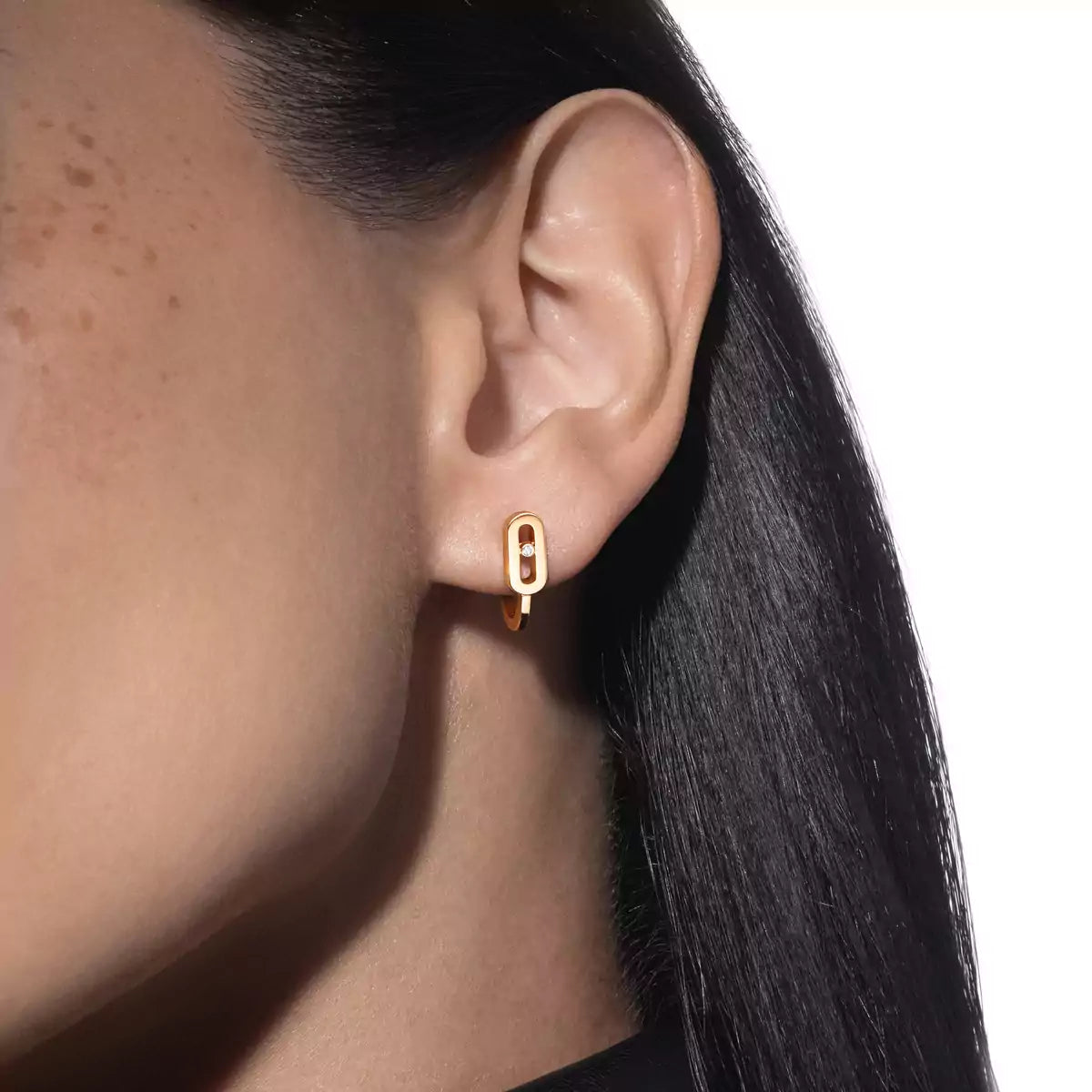 [LUXE]Diamond Mini Hoop Earrings Move Classique