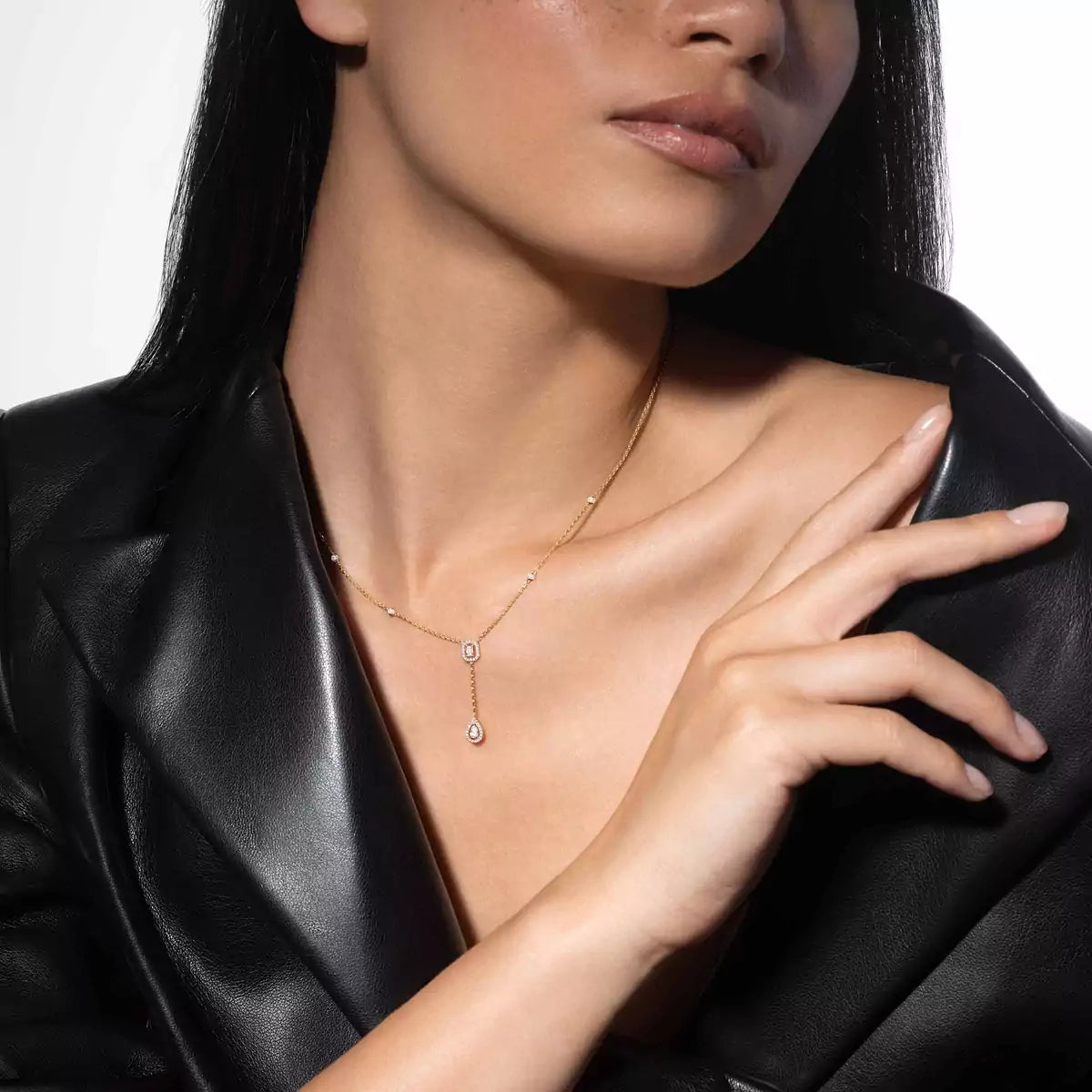 [LUXE]Gold Diamond Tie Necklace