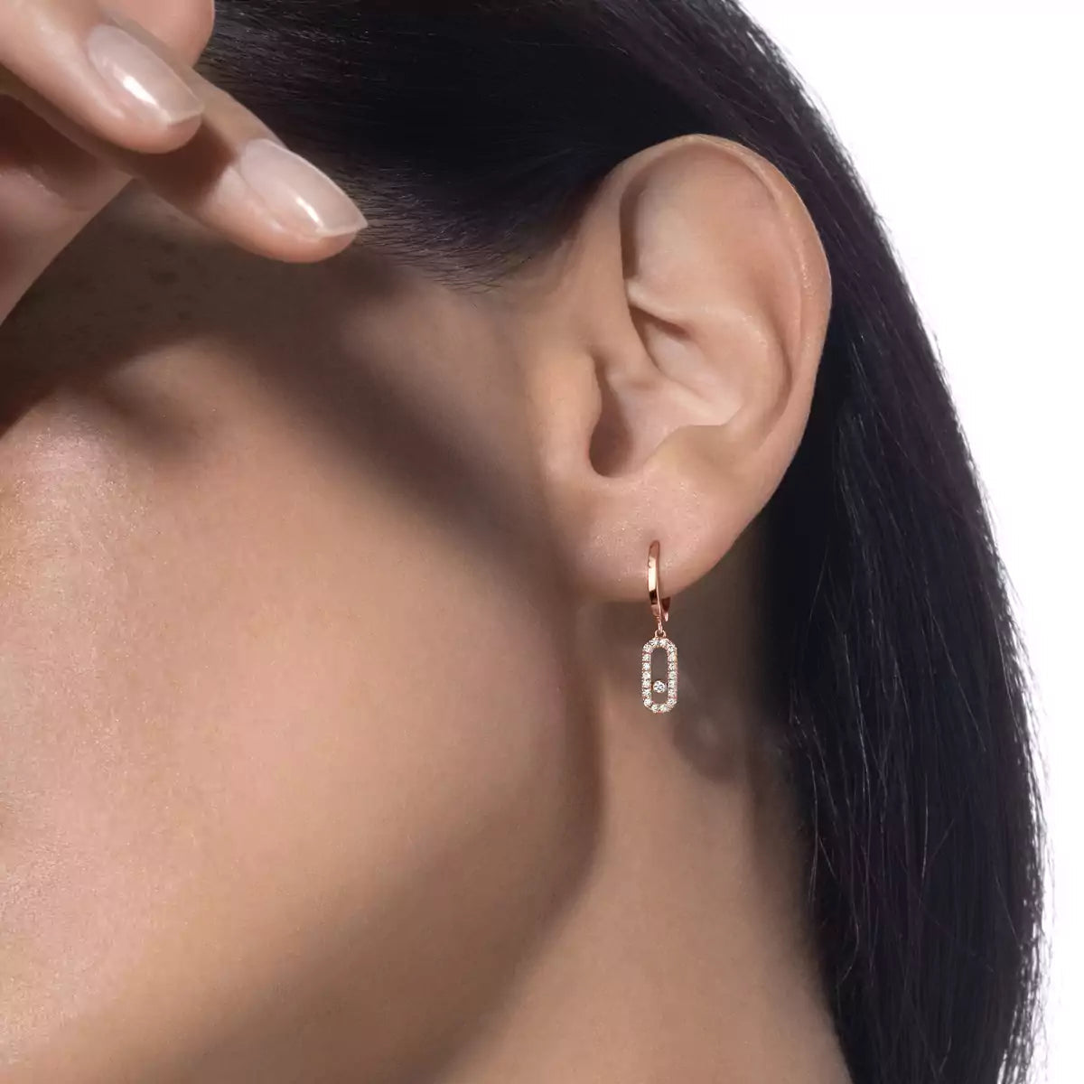 [LUXE]Move Uno Single Diamond Hoop Earring