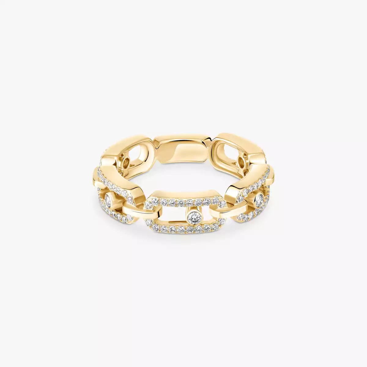 [LUXE]Move Link Pave_-Set Diamond Ring in Gold