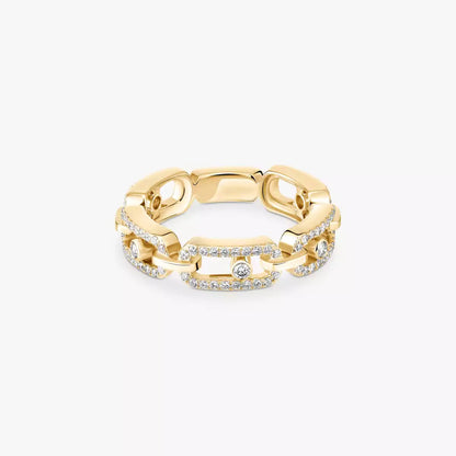 [LUXE]Move Link Pave_-Set Diamond Ring in Gold