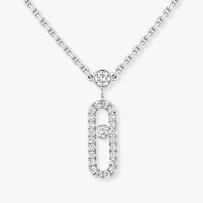 [LUXE]2 Rows Rose Gold Diamond Pave_ Necklace Move Uno
