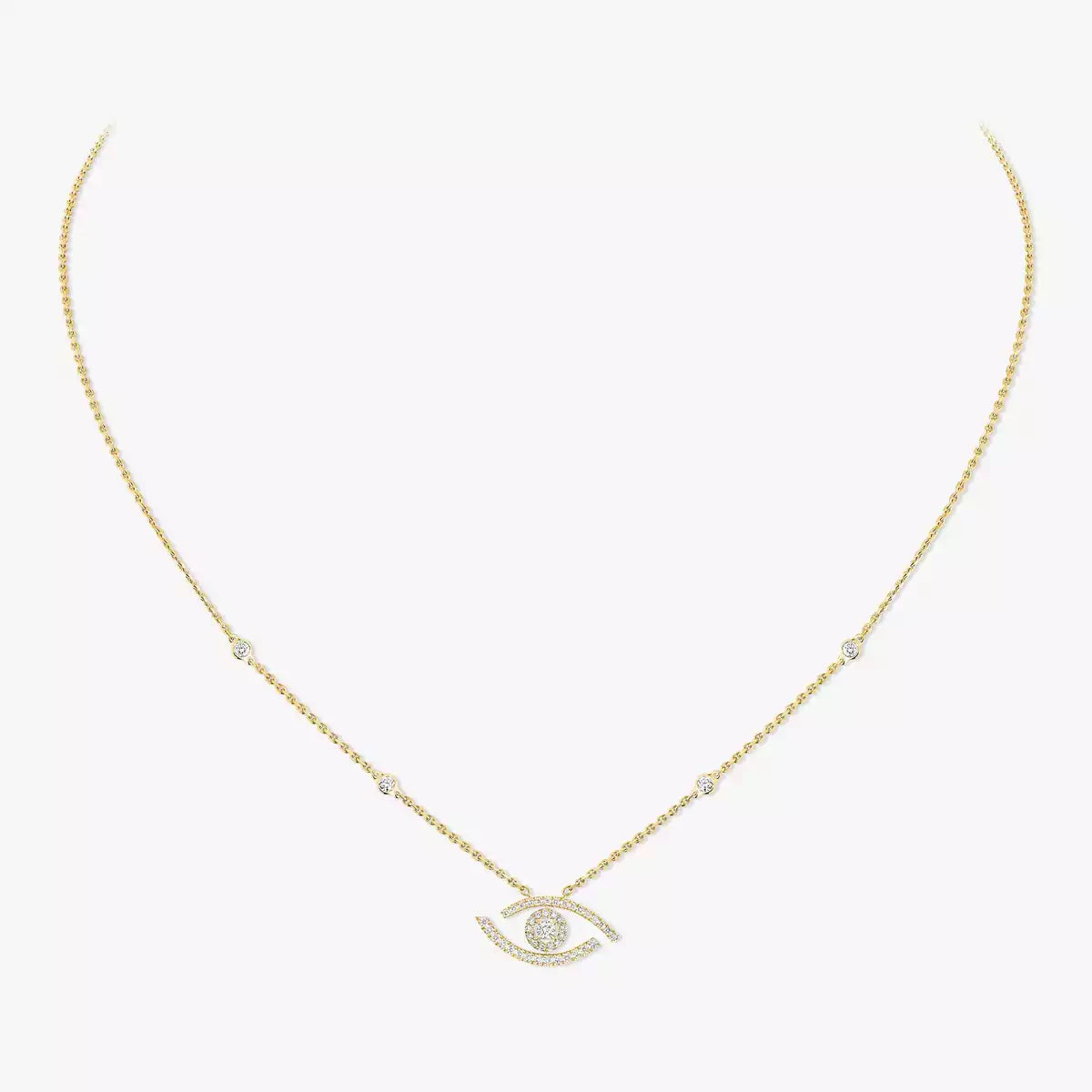 [LUXE]Pave_ Diamond Necklace Lucky Eye
